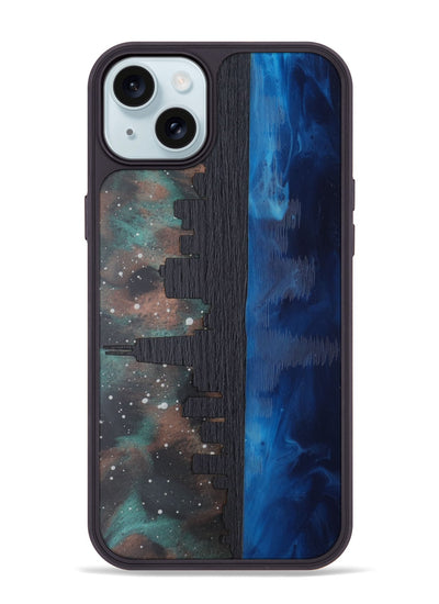 iPhone 15 Plus Wood Phone Case - Chicago Skyline (Terrain)