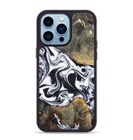 iPhone 14 Pro Max Wood Phone Case - Lorrie (Black & White, 809894)