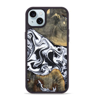 iPhone 15 Plus Wood Phone Case - Lorrie (Black & White, 809894)