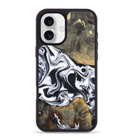 iPhone 16 Plus Wood Phone Case - Lorrie (Black & White, 809894)