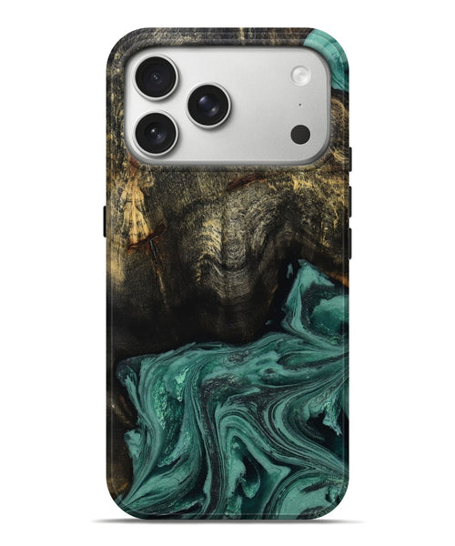 iPhone 17 Pro Max Wood Live Edge Phone Case - Lakesha (Green, 810385)