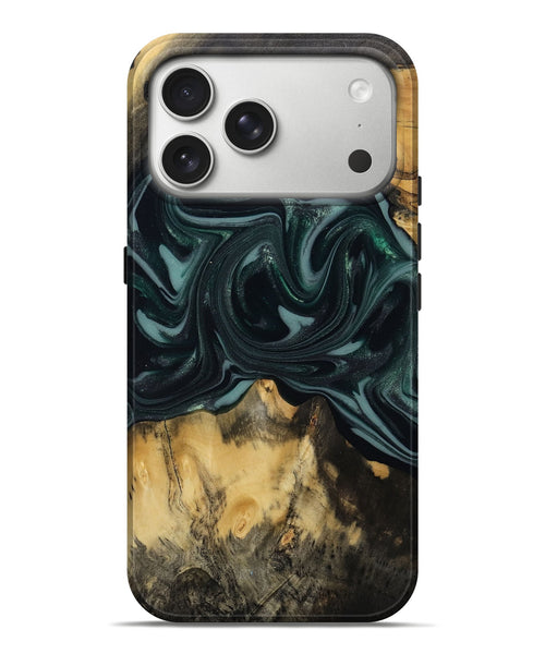 iPhone 17 Pro Max Wood Live Edge Phone Case - Aedan (Green, 810775)