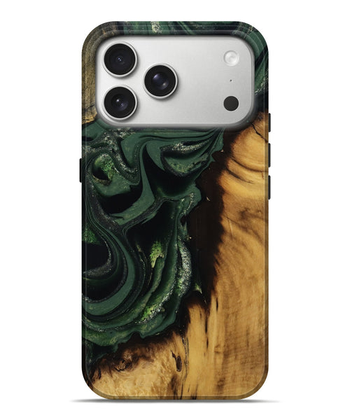 iPhone 17 Pro Max Wood Live Edge Phone Case - Erin (Green, 811217)