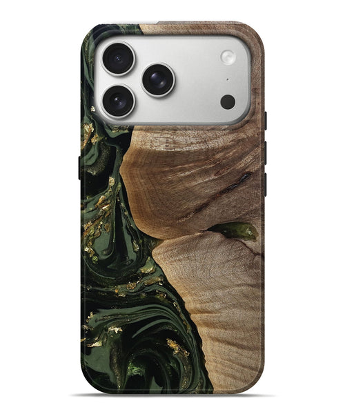 iPhone 17 Pro Max Wood Live Edge Phone Case - Omer (Green, 811818)
