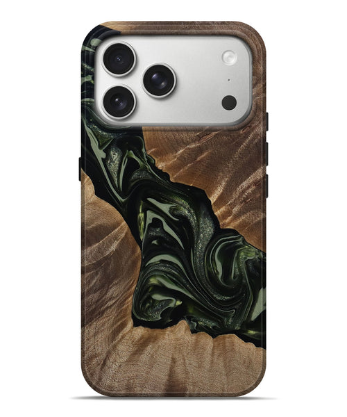 iPhone 17 Pro Max Wood Live Edge Phone Case - Darron (Green, 812233)