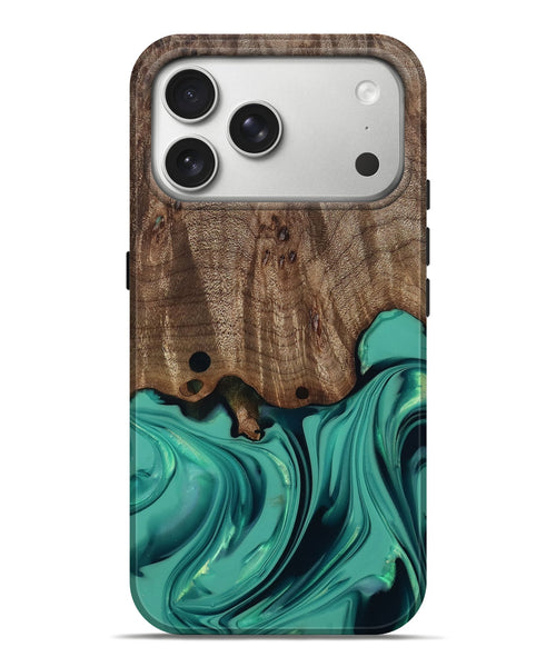 iPhone 17 Pro Max Wood Live Edge Phone Case - Gilda (Green, 812244)