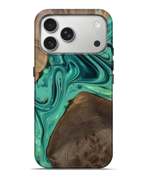 iPhone 17 Pro Max Wood Live Edge Phone Case - Kason (Green, 812263)