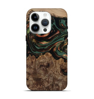 iPhone 15 Pro Wood Live Edge Phone Case - Tawanda (Green, 812420)