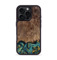 iPhone 16 Pro Wood Phone Case - Reanna (Teal & Gold, 813927)