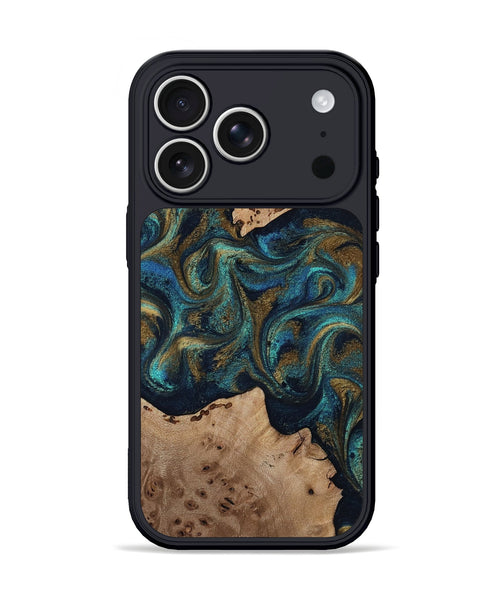 iPhone 17 Pro Wood Phone Case - Jacoby (Teal & Gold, 814180)