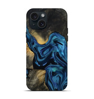 iPhone 15 Wood Live Edge Phone Case - Koda (Blue, 814270)
