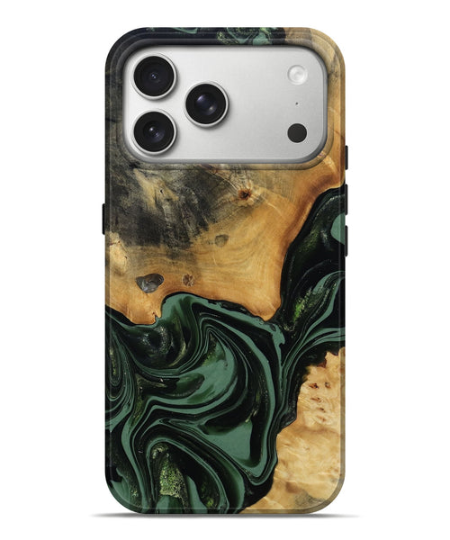 iPhone 17 Pro Max Wood Live Edge Phone Case - Arther (Green, 814284)
