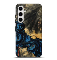 Galaxy S25 Plus Wood Live Edge Phone Case - Myra (Teal & Gold, 814404)