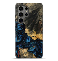 Galaxy S25 Ultra Wood Live Edge Phone Case - Myra (Teal & Gold, 814404)