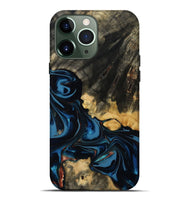 iPhone 13 Pro Max Wood Live Edge Phone Case - Myra (Teal & Gold, 814404)