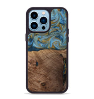 iPhone 14 Pro Max Wood Phone Case - Altha (Teal & Gold, 814501)