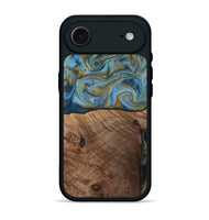 iPhone 17 Air Wood Phone Case - Altha (Teal & Gold, 814501)