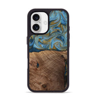 iPhone 17 Wood Phone Case - Altha (Teal & Gold, 814501)