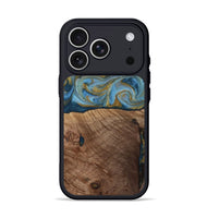 iPhone 17 Pro Wood Phone Case - Altha (Teal & Gold, 814501)