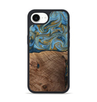iPhone 17e Wood Phone Case - Altha (Teal & Gold, 814501)