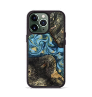 iPhone 13 Pro Wood Phone Case - Alize (Teal & Gold, 814700)