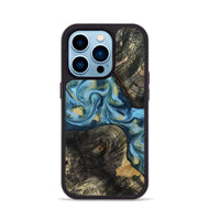iPhone 14 Pro Wood Phone Case - Alize (Teal & Gold, 814700)