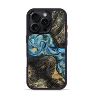 iPhone 16 Pro Wood Phone Case - Alize (Teal & Gold, 814700)
