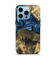 iPhone 14 Pro Wood Live Edge Phone Case - Leo (Blue, 814784)