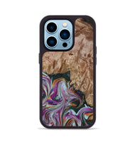 iPhone 14 Pro Wood Phone Case - Britney (Green, 815222)