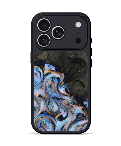 iPhone 17 Pro Wood Phone Case - Carolyn (Teal & Gold, 815231)