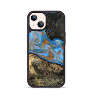 iPhone 14 Wood Phone Case - Zander (Teal & Gold, 815233)