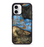 iPhone 16 Plus Wood Phone Case - Zander (Teal & Gold, 815233)