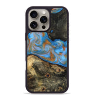 iPhone 16 Pro Max Wood Phone Case - Zander (Teal & Gold, 815233)