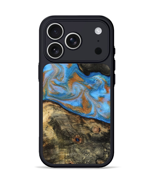 iPhone 17 Pro Wood Phone Case - Zander (Teal & Gold, 815233)