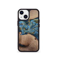 iPhone 13 mini Wood Phone Case - Emmer (Teal & Gold, 815235)
