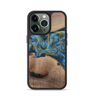 iPhone 13 Pro Wood Phone Case - Emmer (Teal & Gold, 815235)