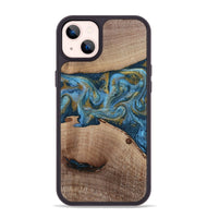 iPhone 14 Plus Wood Phone Case - Emmer (Teal & Gold, 815235)