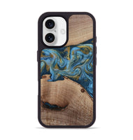iPhone 17 Wood Phone Case - Emmer (Teal & Gold, 815235)