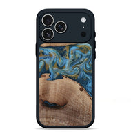 iPhone 17 Pro Max Wood Phone Case - Emmer (Teal & Gold, 815235)