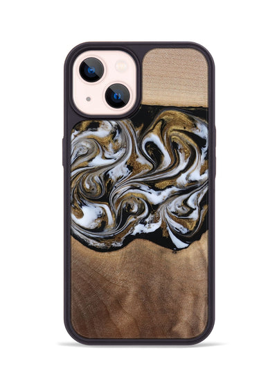 iPhone 14 Wood Phone Case - Anjali (Black & White, 815308)