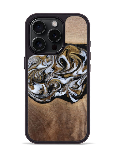 iPhone 16 Pro Wood Phone Case - Anjali (Black & White, 815308)
