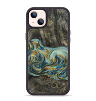 iPhone 14 Plus Wood Phone Case - Oren (Teal & Gold, 815309)