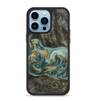 iPhone 14 Pro Max Wood Phone Case - Oren (Teal & Gold, 815309)