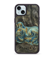iPhone 15 Plus Wood Phone Case - Oren (Teal & Gold, 815309)