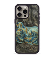 iPhone 15 Pro Max Wood Phone Case - Oren (Teal & Gold, 815309)