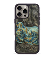 iPhone 16 Pro Max Wood Phone Case - Oren (Teal & Gold, 815309)