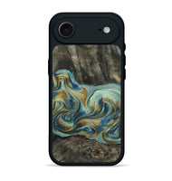 iPhone 17 Air Wood Phone Case - Oren (Teal & Gold, 815309)