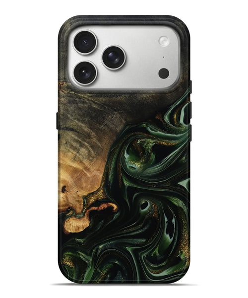 iPhone 17 Pro Max Wood Live Edge Phone Case - Cordie (Green, 815463)