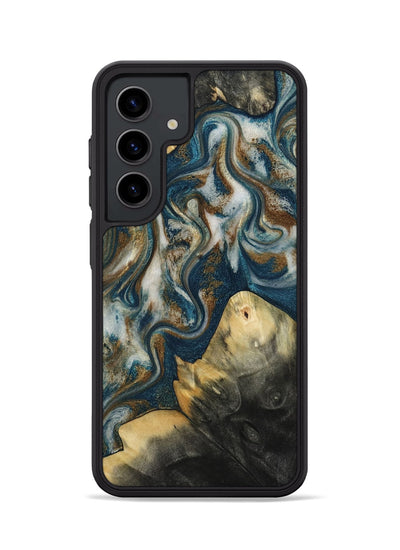 Galaxy S24 Wood Phone Case - Ingrid (Teal & Gold, 815814)