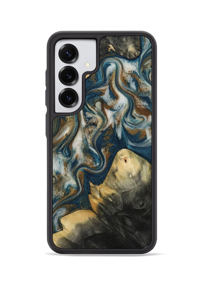 Galaxy S25 Wood Phone Case - Ingrid (Teal & Gold, 815814)
